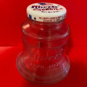 Vintage 1976 ~ Liberty Bell Shaped Glass Jar ~Patriotic ~ Bicentennial 1776-1976